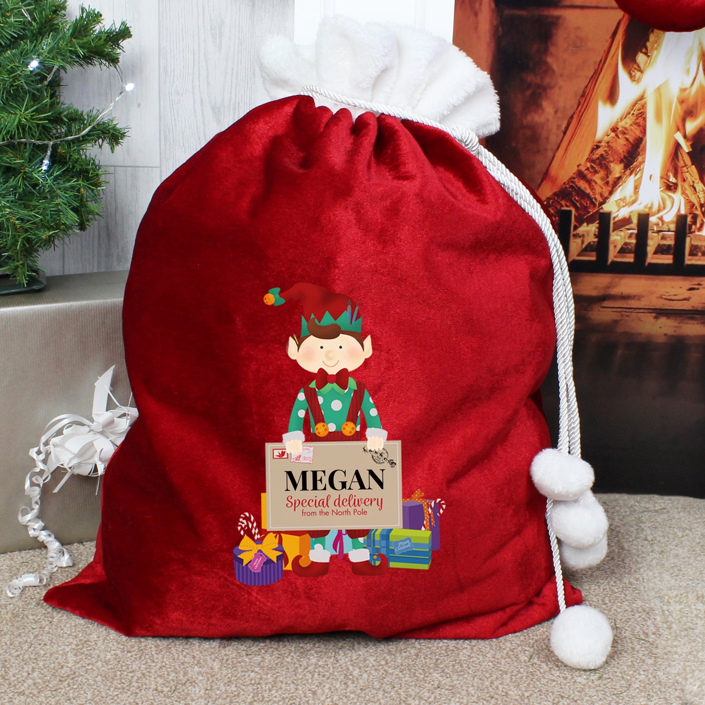 Personalised luxury red Christmas sack