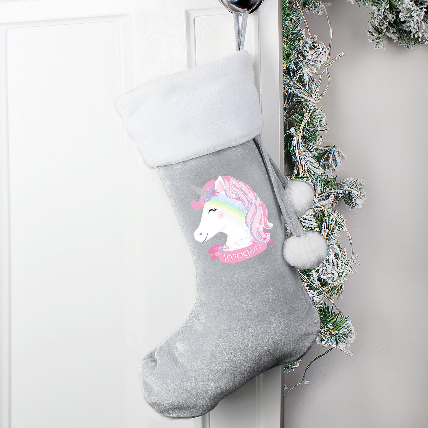 Personalised Luxury Silver Grey Stocking