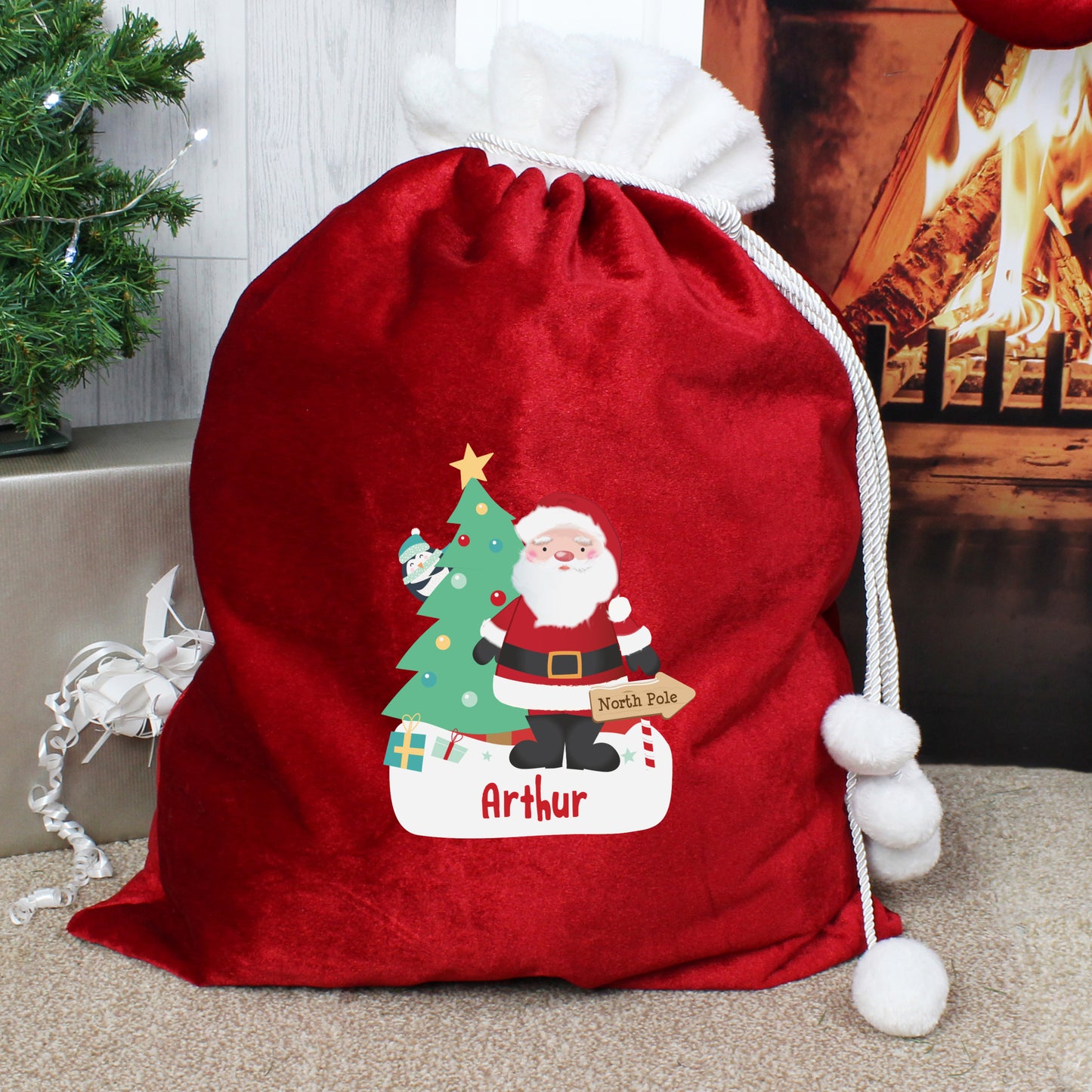 Personalised luxury red Christmas sack