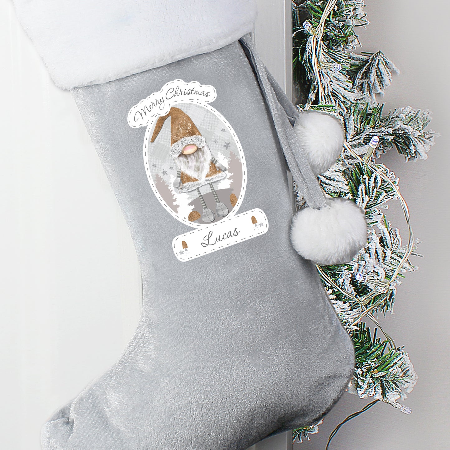 Personalised Luxury Silver Grey Stocking