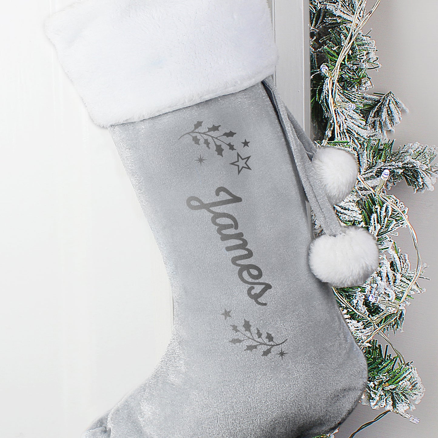 Personalised Luxury Silver Grey Stocking