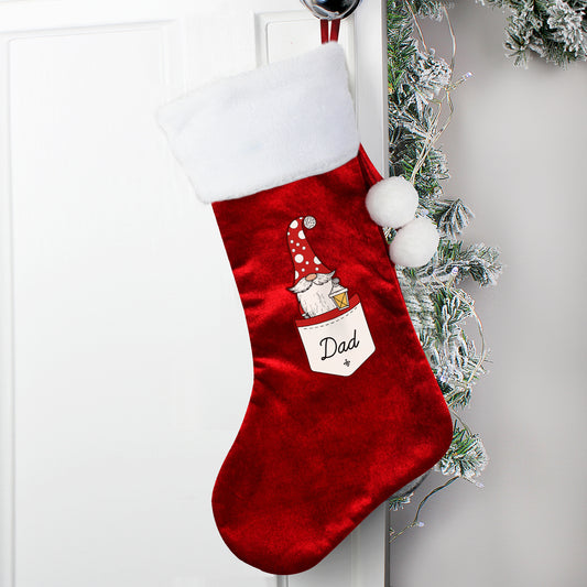 Personalised red luxury stocking - Gonk design