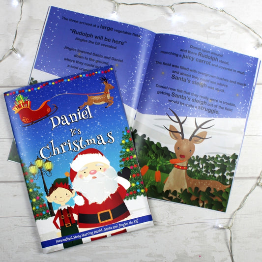 Personalised "It's Christmas" Story Book, Featuring Santa and his Elf Jingles