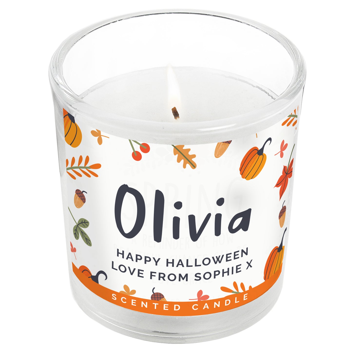 Personalised Pumpkin Border Scented Jar Candle