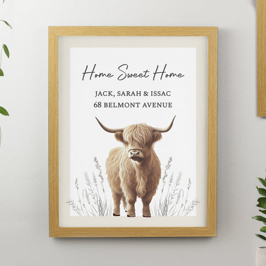 Personalised Highland Cow Poster Frame