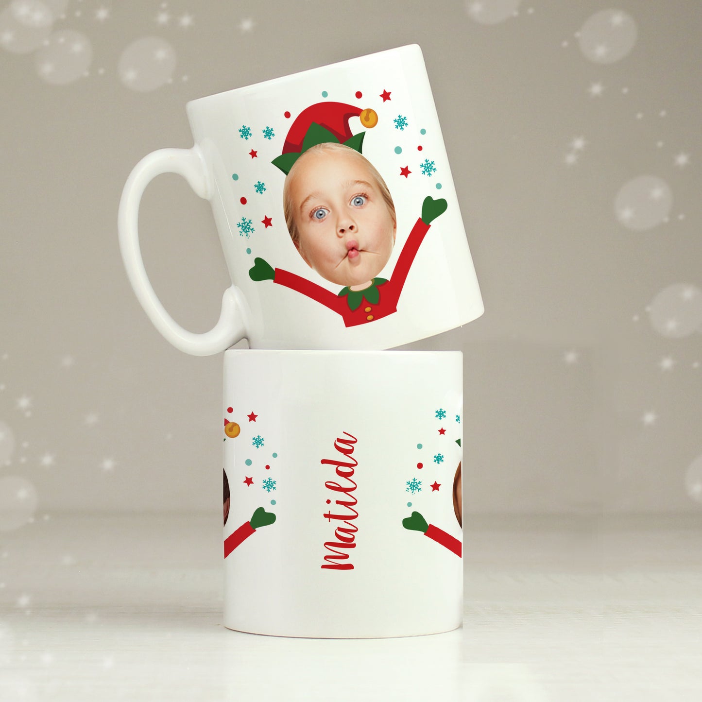 Personalised Photo Upload Christmas Elf Mug