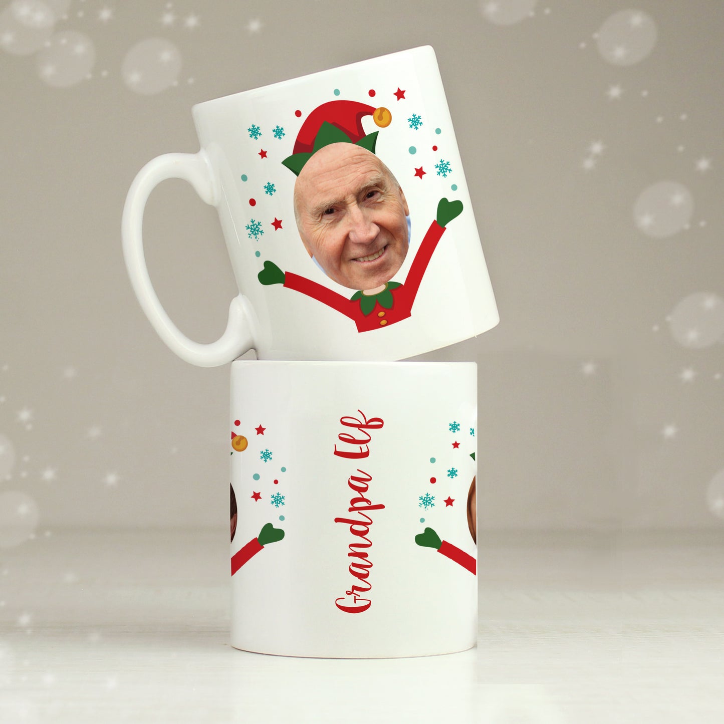 Personalised Photo Upload Christmas Elf Mug