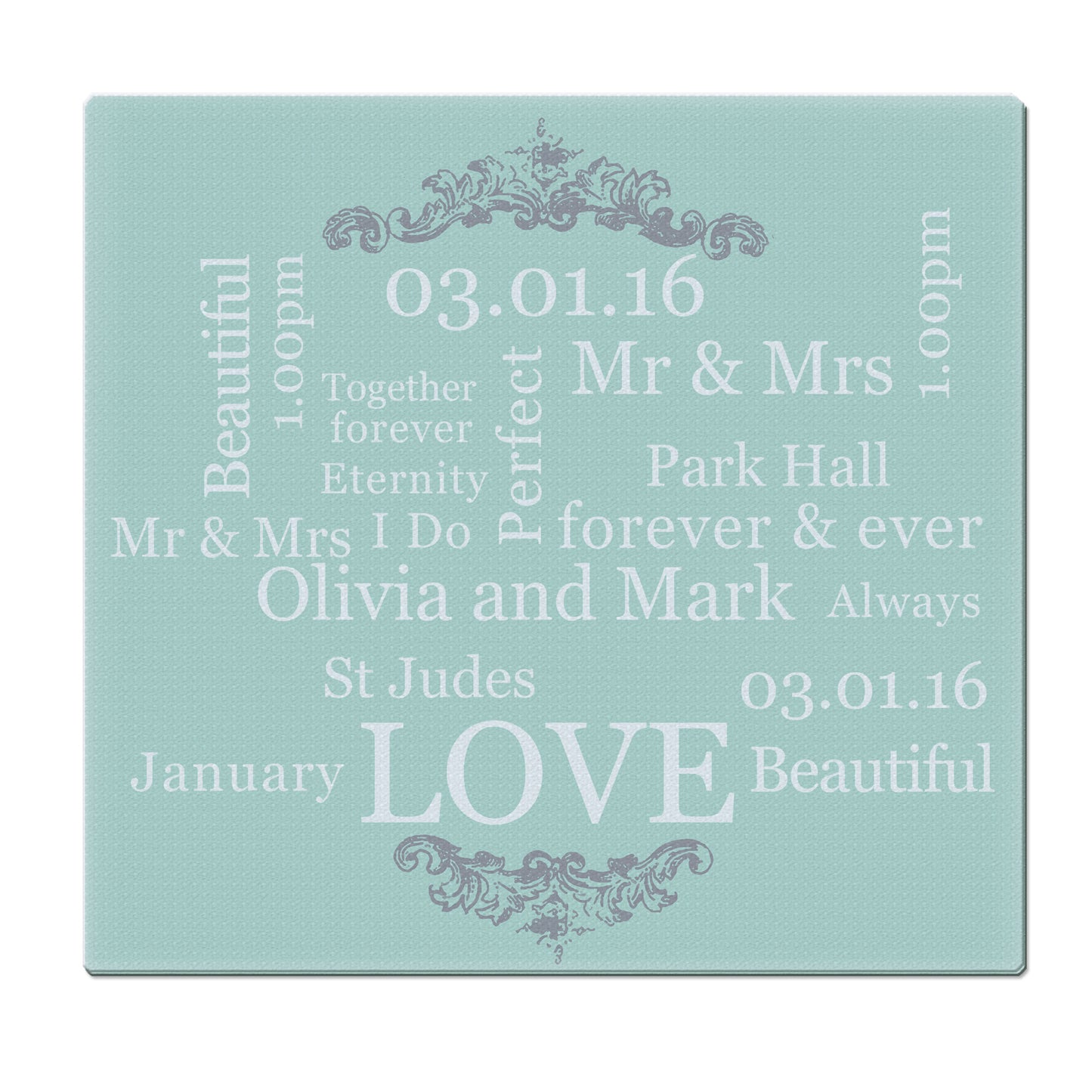 Personalised Typography Glass Chopping Board/Worktop Saver