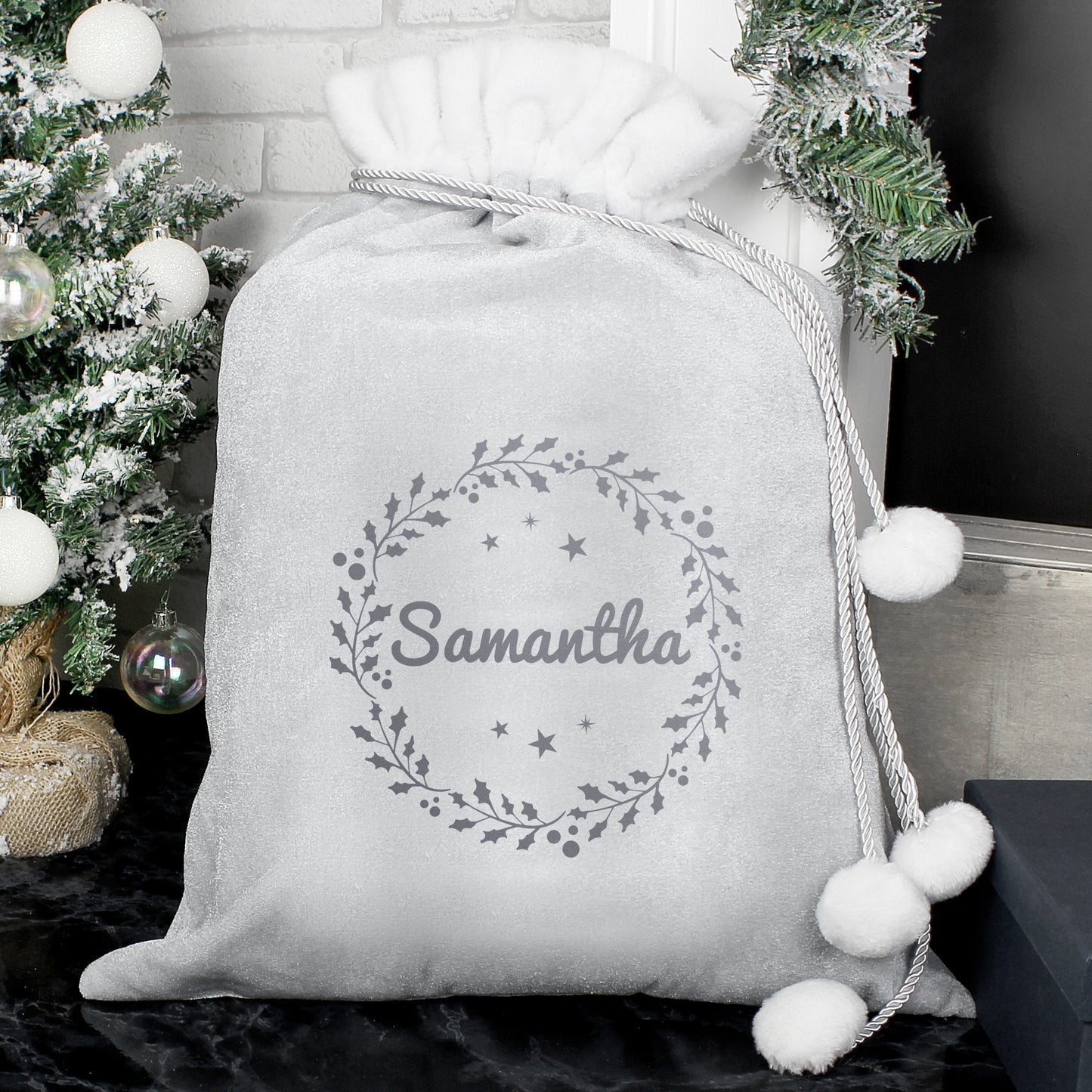 Personalised luxury silver Christmas sack