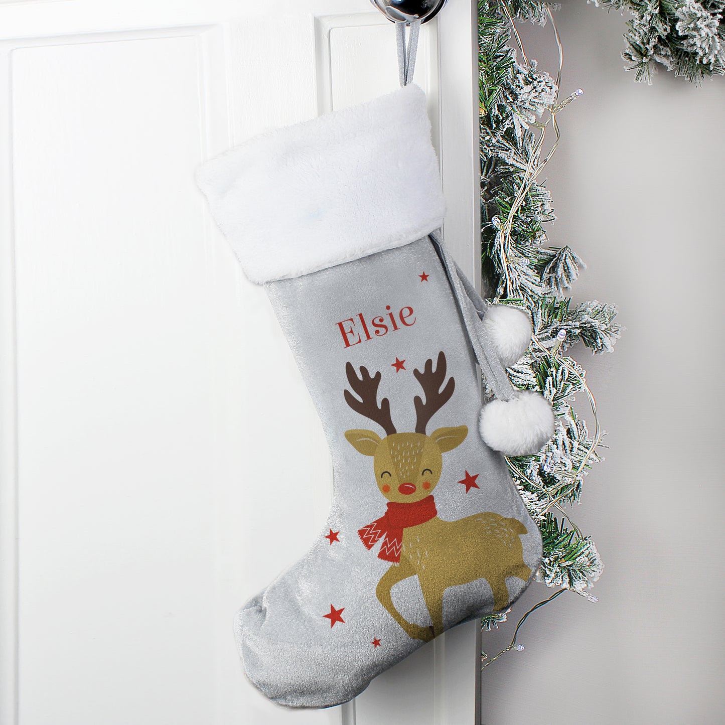 Personalised Luxury Silver Grey Stocking