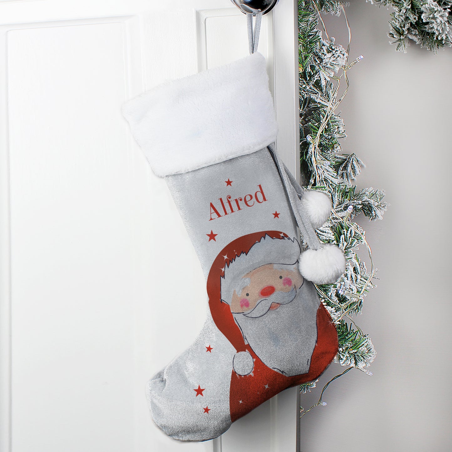 Personalised Luxury Silver Grey Stocking