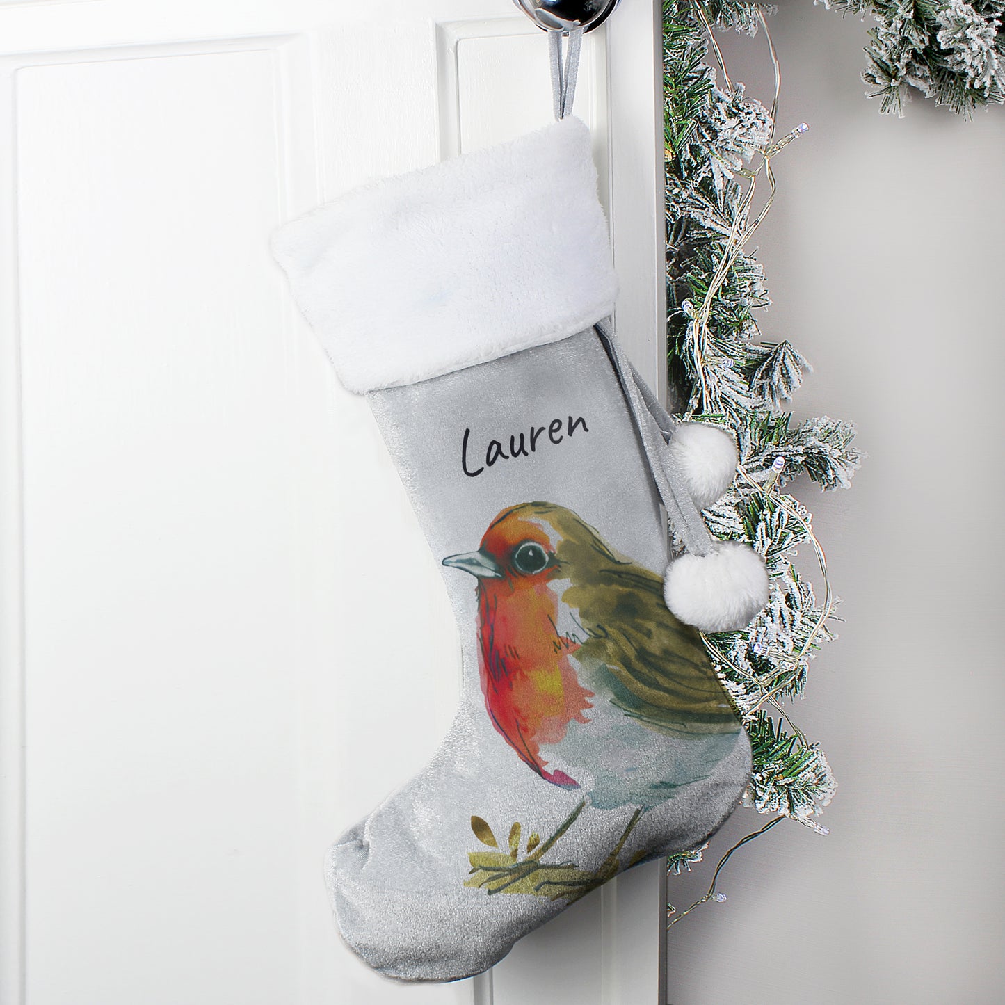 Personalised Luxury Silver Grey Stocking