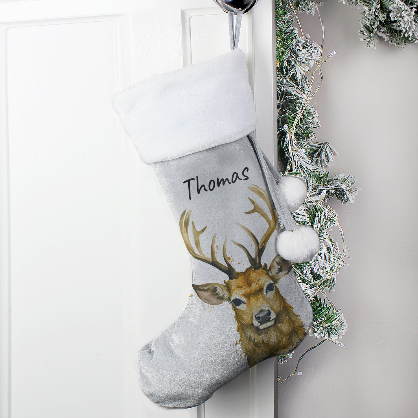 Personalised Luxury Silver Grey Stocking