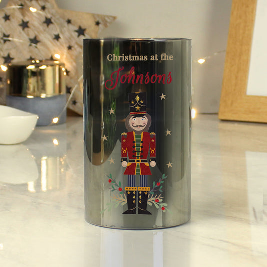 Personalised Christmas Nutcracker Smoked LED Candle