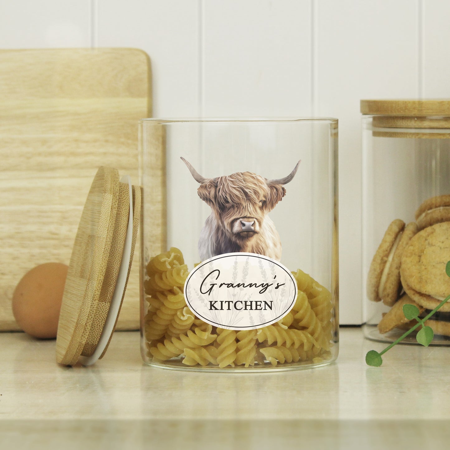 Personalised Highland Cow Glass Storage Jar