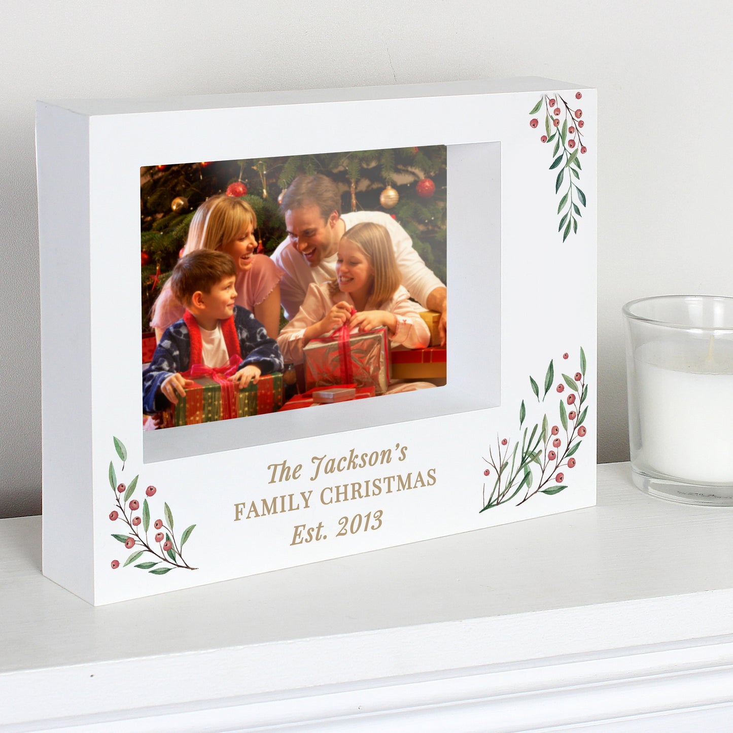 Personalised Christmas Foliage 5x7 Box Photo Frame