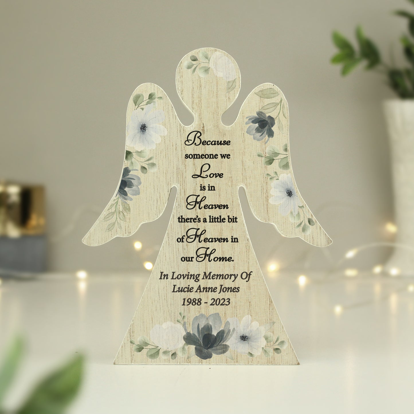 Personalised Memorial Wooden Angel Ornament