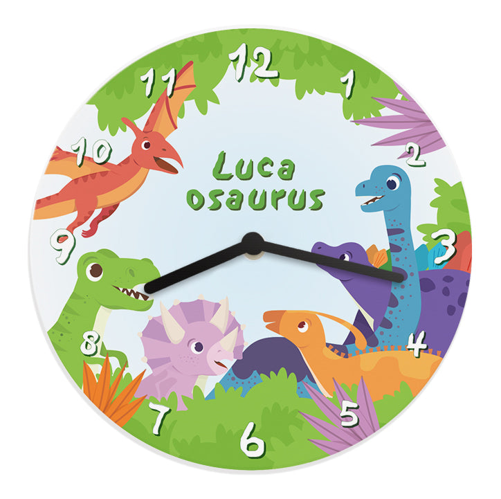 Personalised Dinosaur Wooden Children's Clock