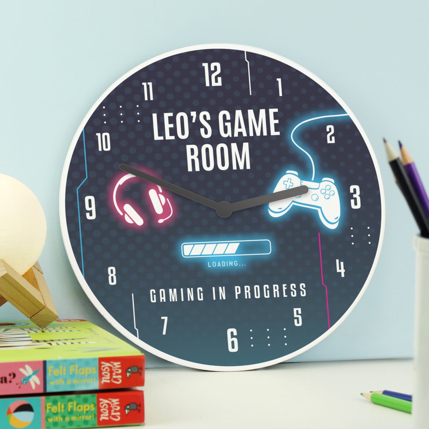 Personalised Gaming Wooden Children's Clock