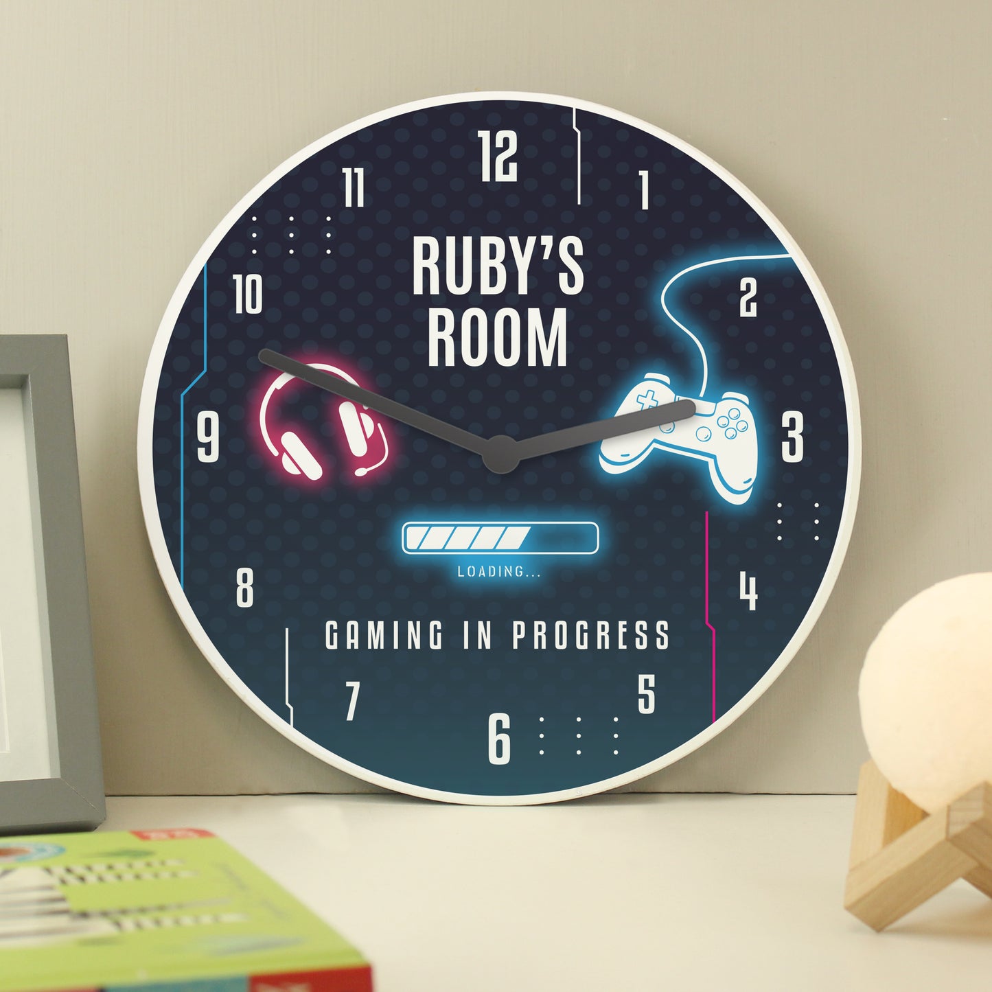 Personalised Gaming Wooden Children's Clock