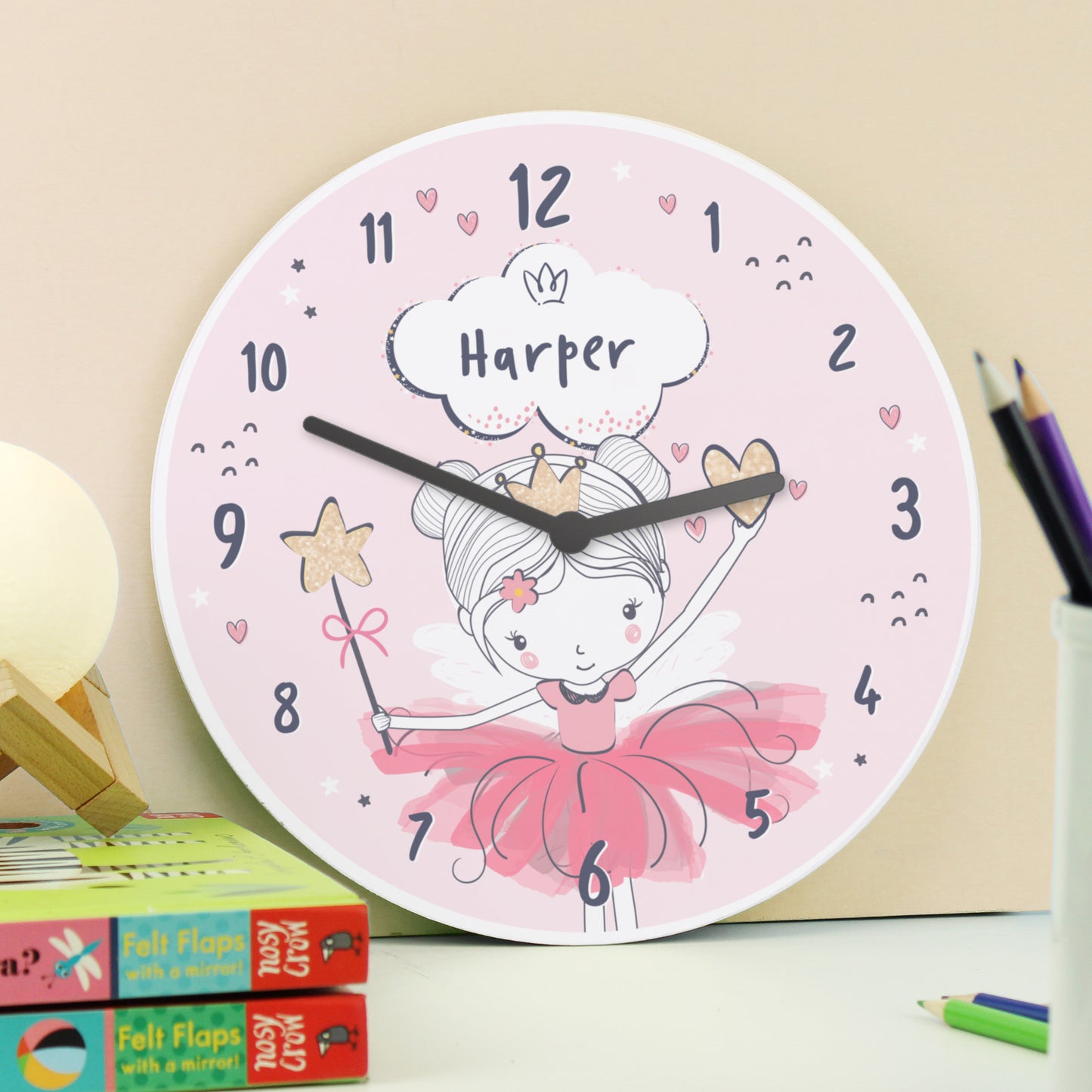 Personalised Fairy Wooden Children's Clock