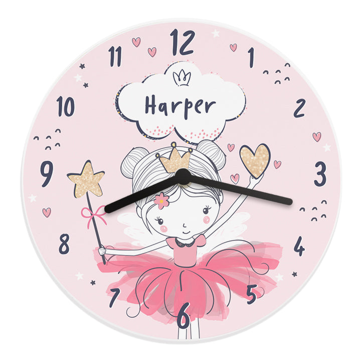 Personalised Fairy Wooden Children's Clock