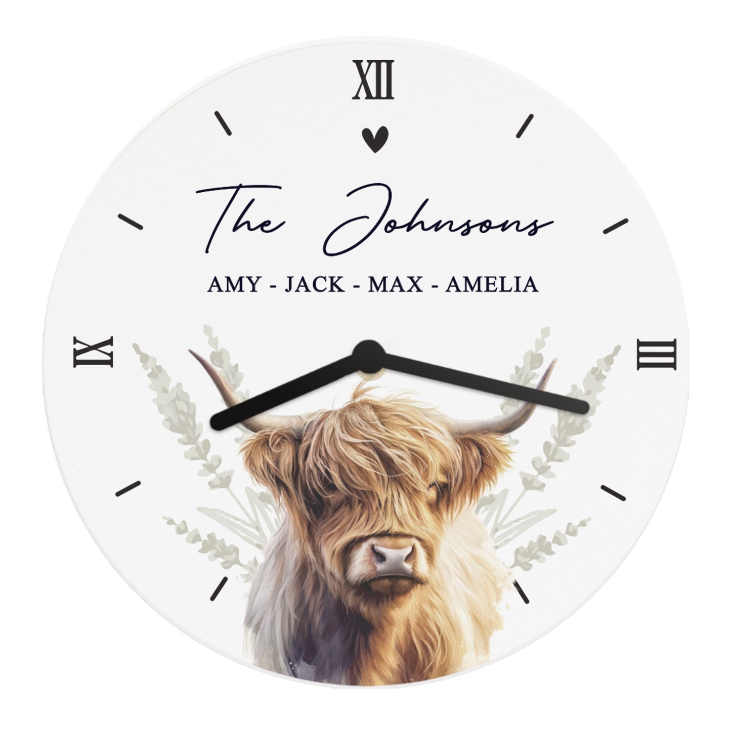 Personalised Highland Cow Wooden Clock