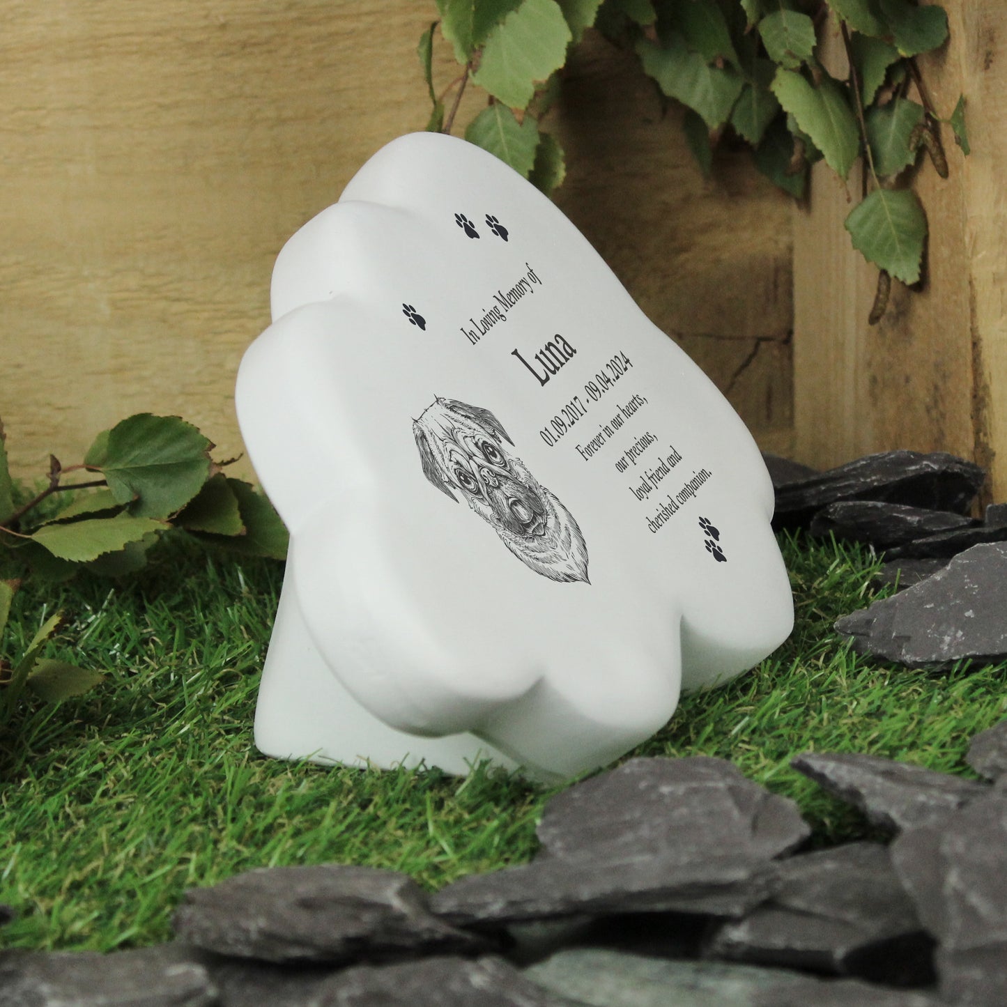 Personalised Dog Breed Garden Memorial Cloud