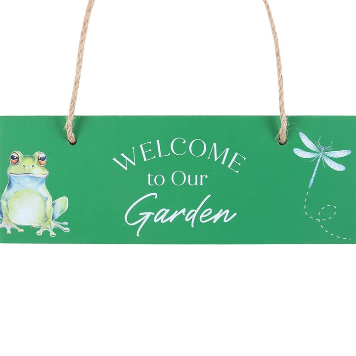 Green Welcome to Our Garden Hanging Sign