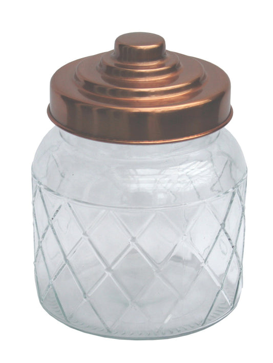 Round Glass Jar With Copper Lid, 5.5 Inch
