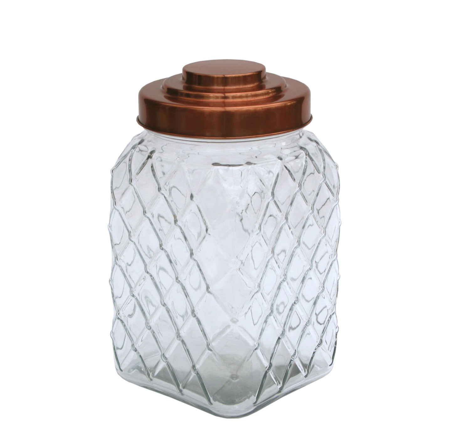 Copper Lidded Square Glass Jar - 10.5 Inch Med