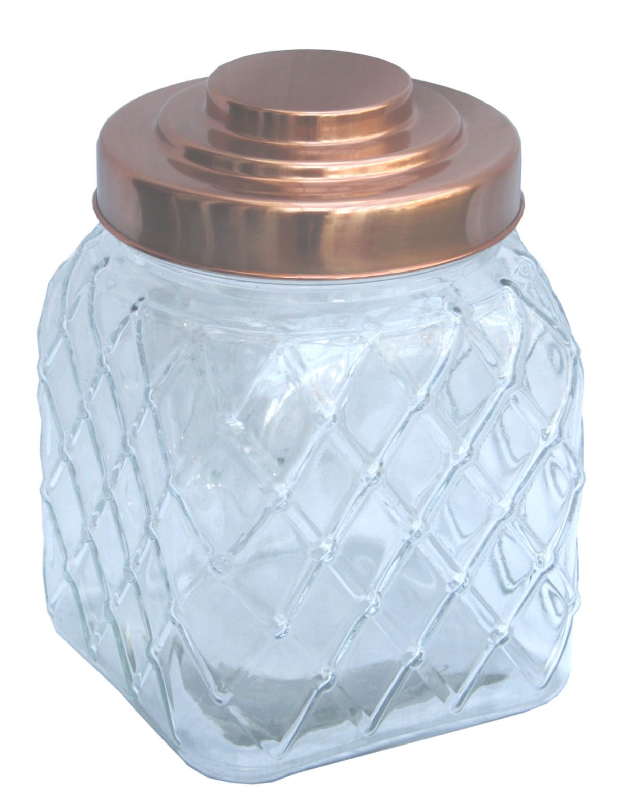Copper Lidded Square Glass Jar