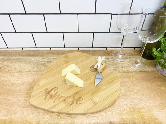 Heart Shaped Cheese Board with Knife