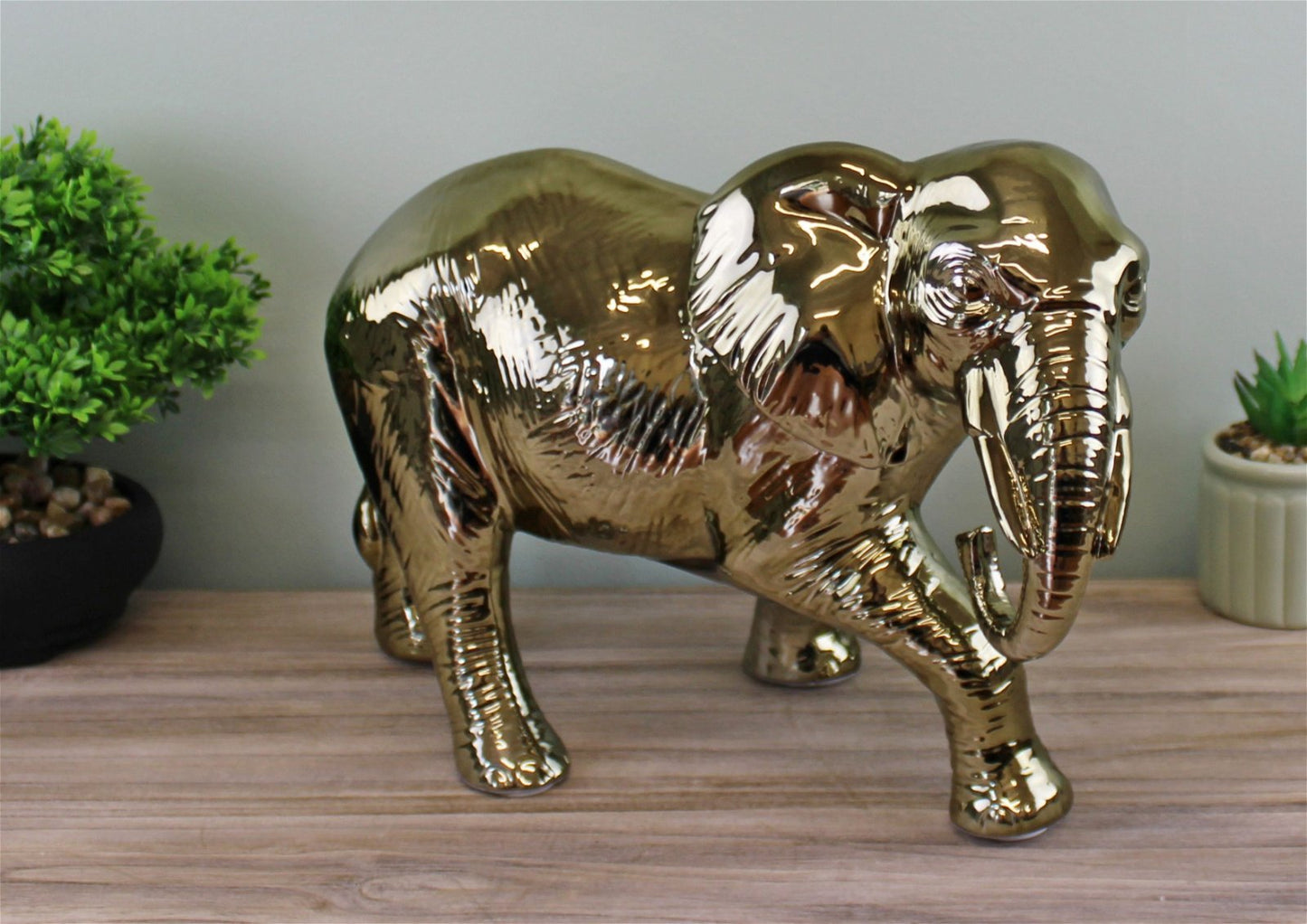 Large Golden Elephant Ornament 34cm