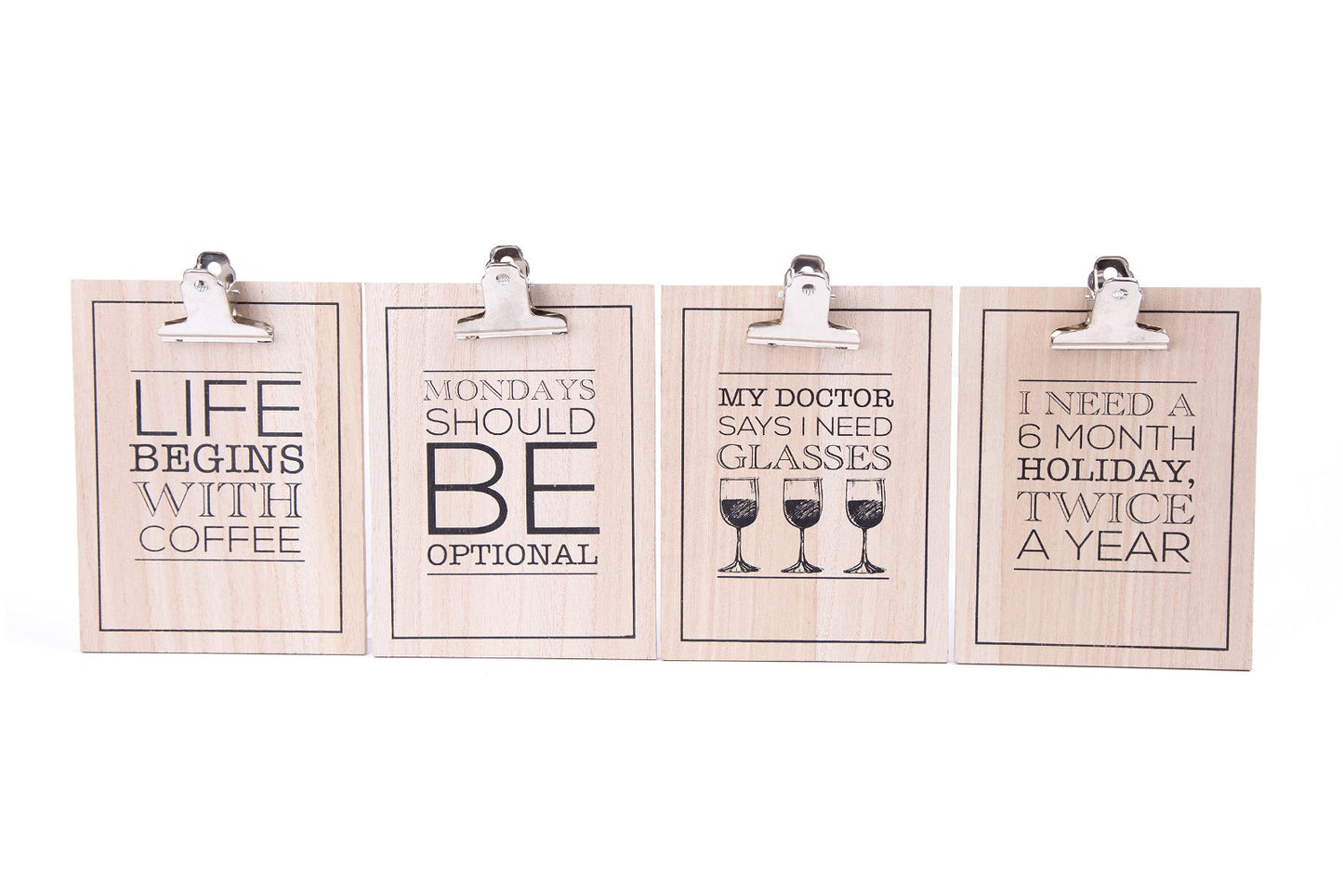 Set of Four Slogan Clipboards