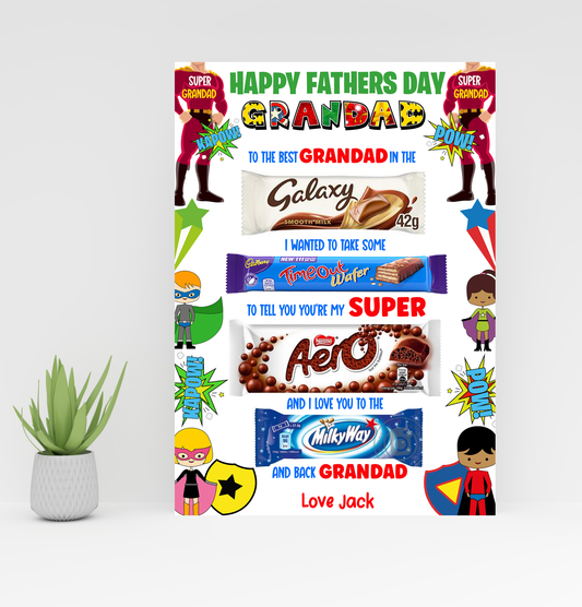 Superhero chocolate board - Grandad