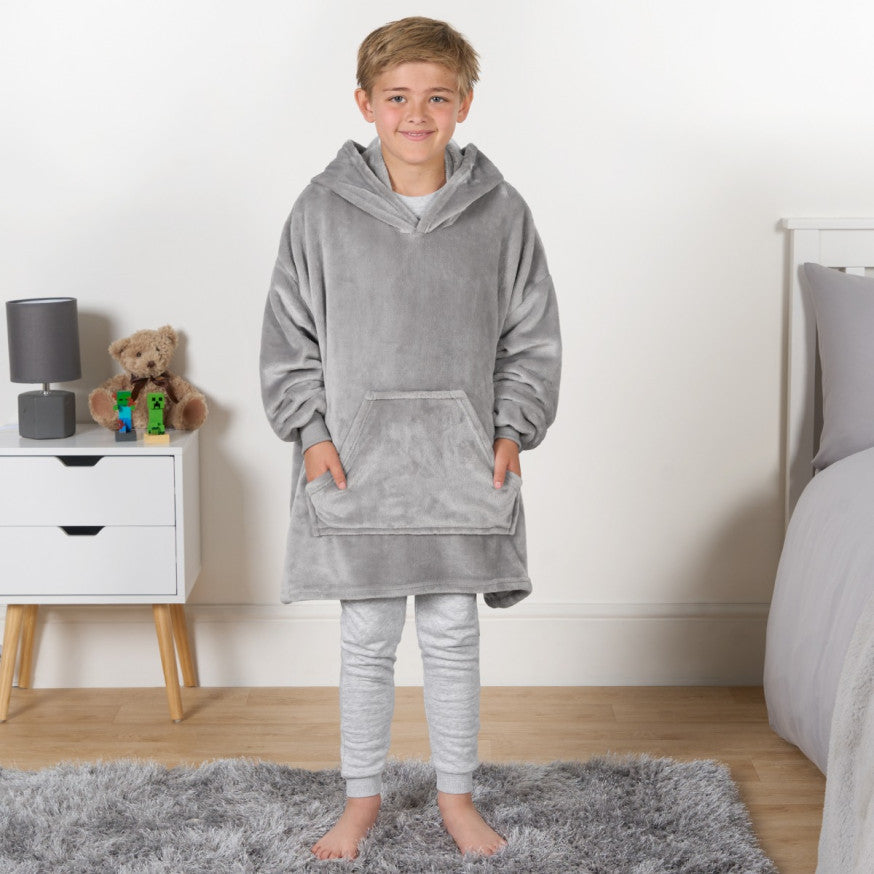 Kids Novelty Shark Tooth Hoodie Blanket - Grey