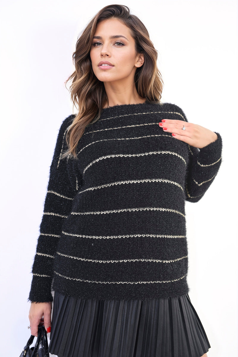 Striped Knitted Long Sleeve Jumper