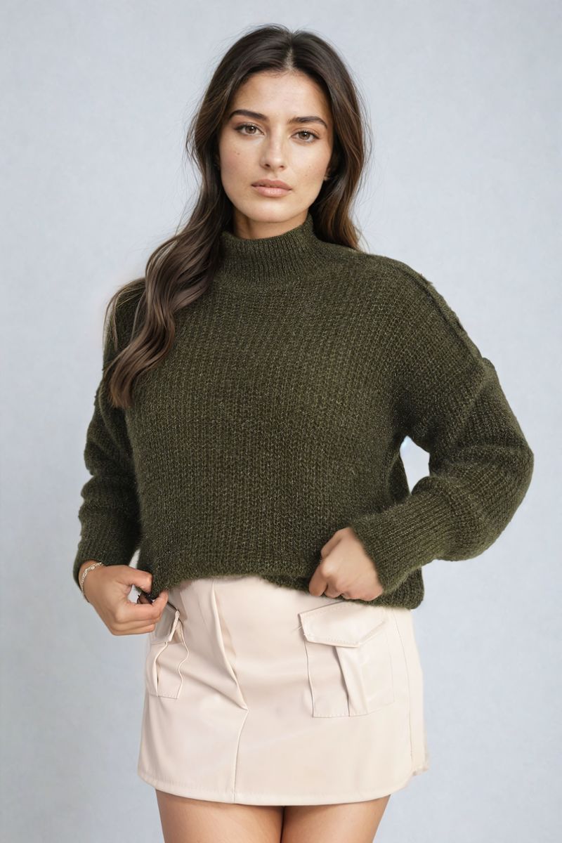 Buttons Long Sleeves Chunky Knit Top