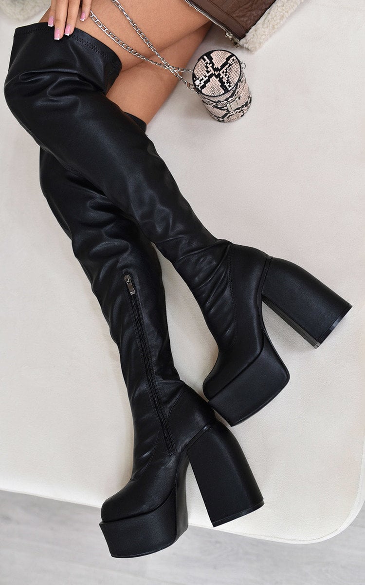 Block Knee High Boots