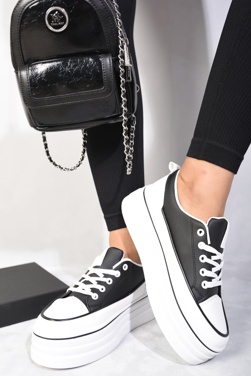 Platform Wedge Lace Up Trainers