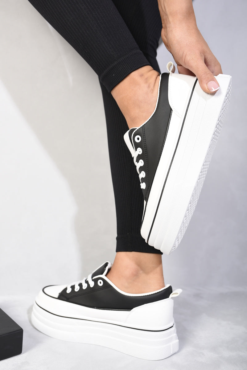 Platform Wedge Lace Up Trainers