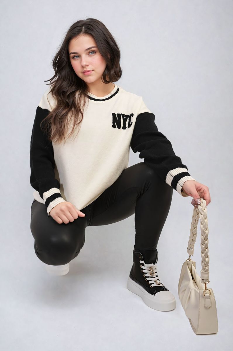 Brooklyn NYC Print Long Sleeve Knitted Jumper