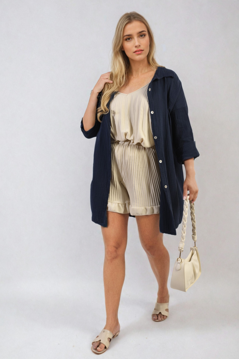 Button Down Long Sleeve Oversized Shirt