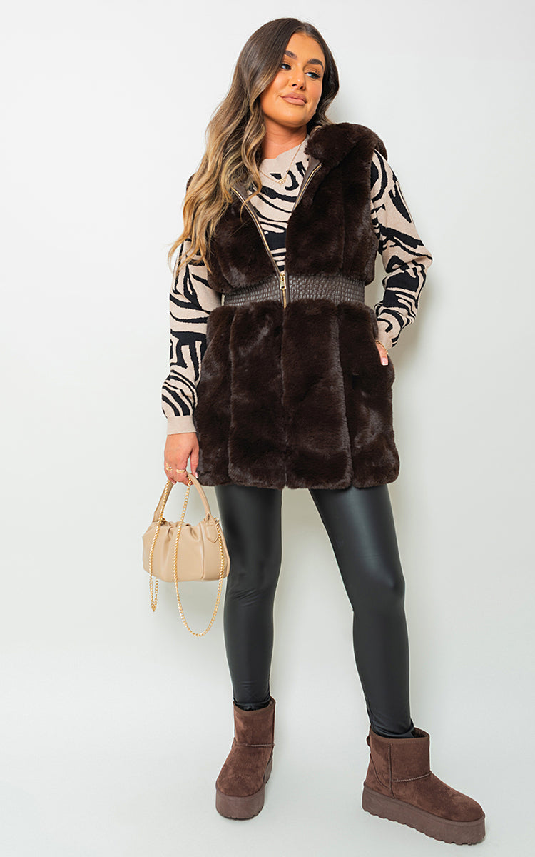 Faux Fur Zip Up Gilet