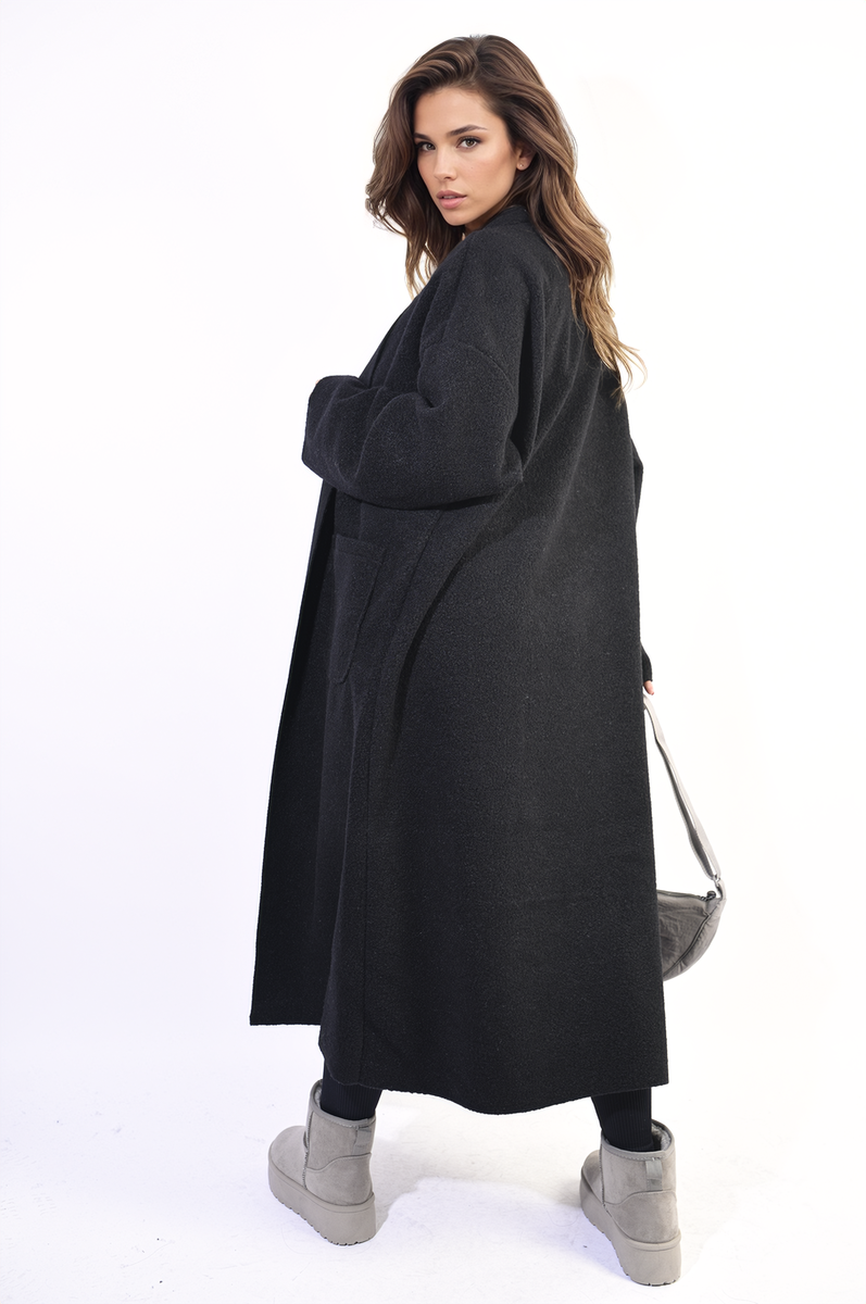 Open Front Pocket Long Loose Coat