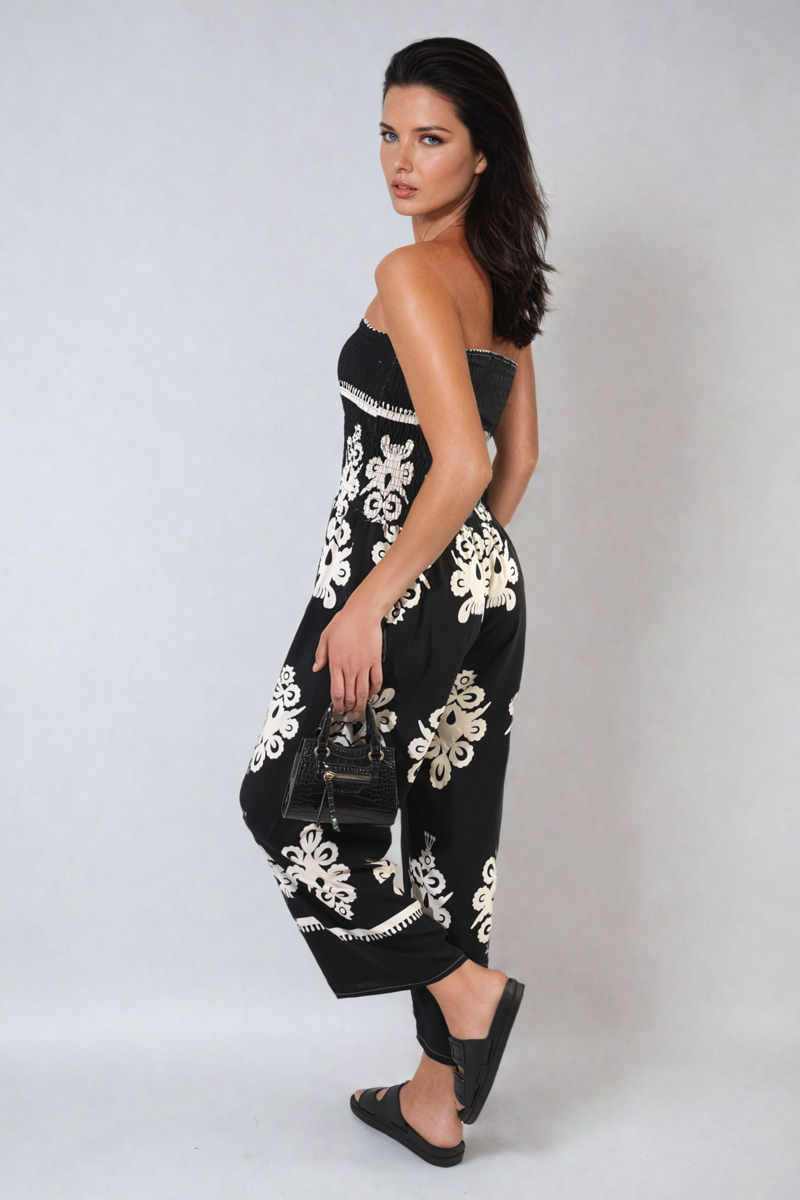 Printed Strapless Jumpsuit