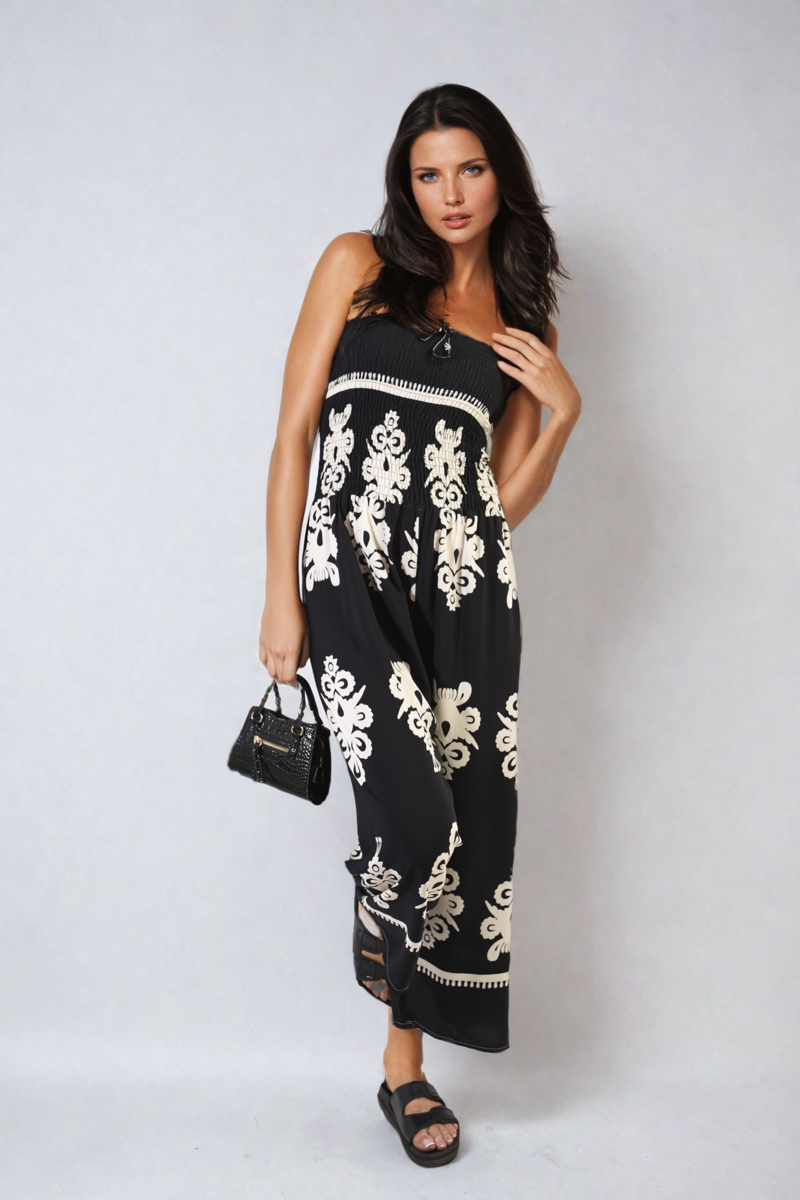 Printed Strapless Jumpsuit