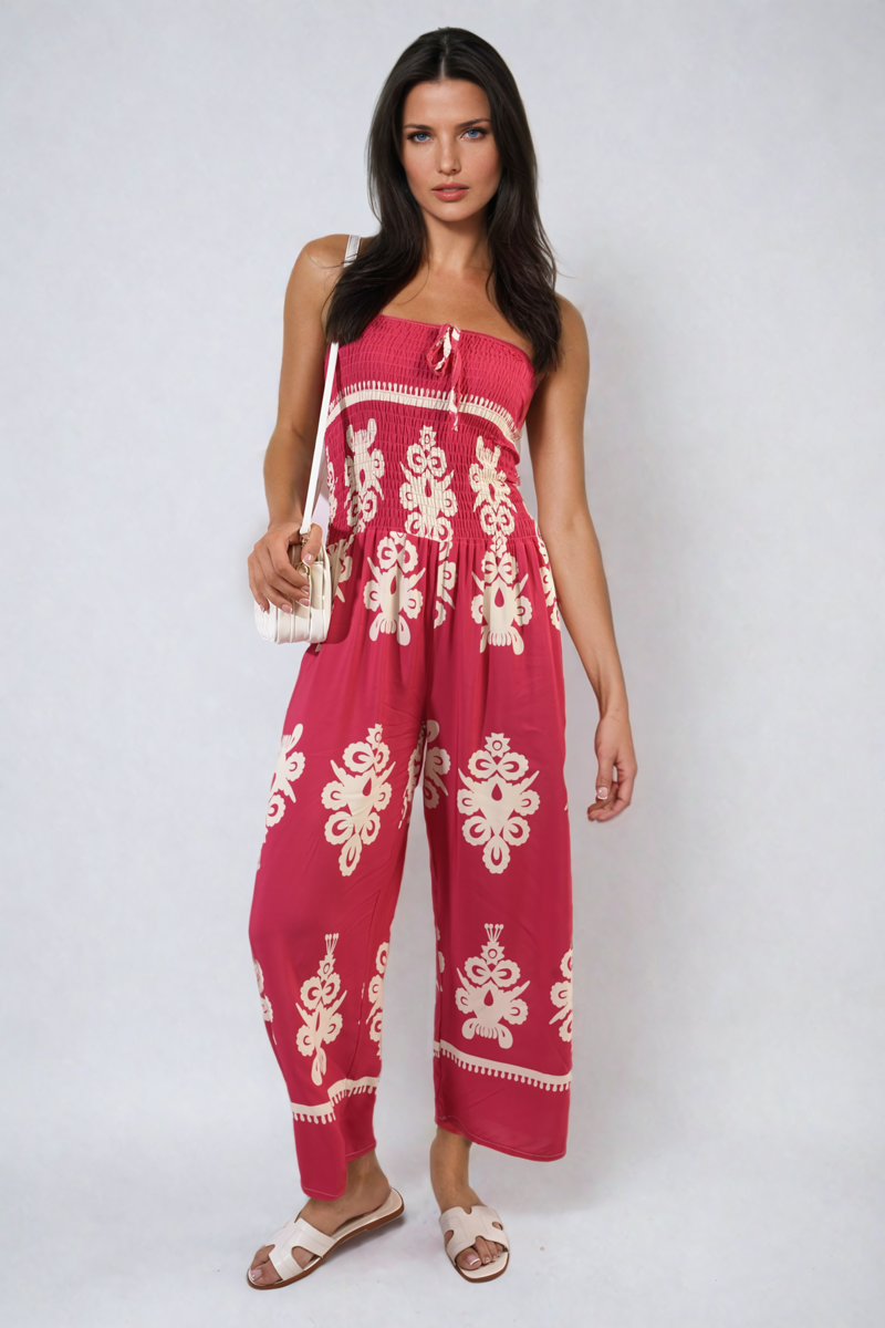 Printed Strapless Jumpsuit