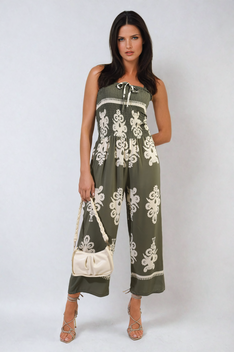 Printed Strapless Jumpsuit